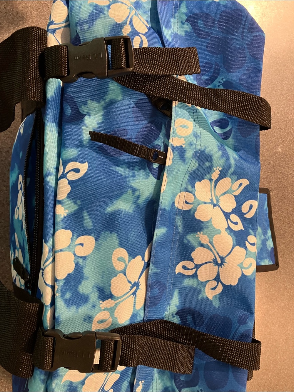 L.L. Bean Blue and White Floral Canvas Tote with Front Zip Pocket - Picture 6 of 14